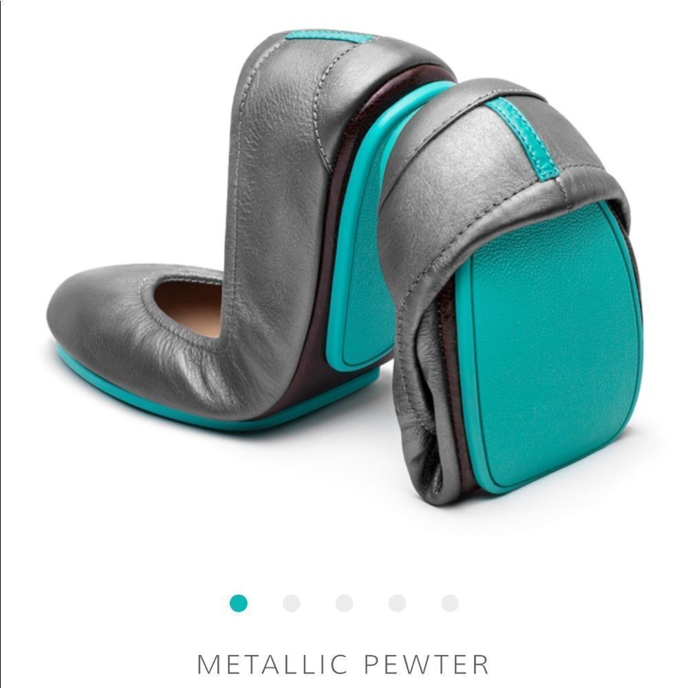 Tieks Metallic Pewter Ballet Flats 8